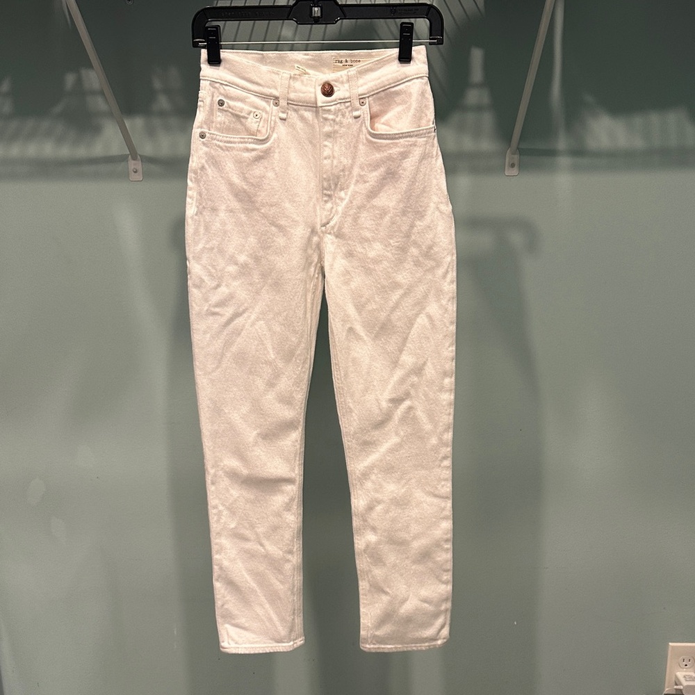Rag & Bone optic white high rise slim straight Denim Jeans - Picture 2 of 8